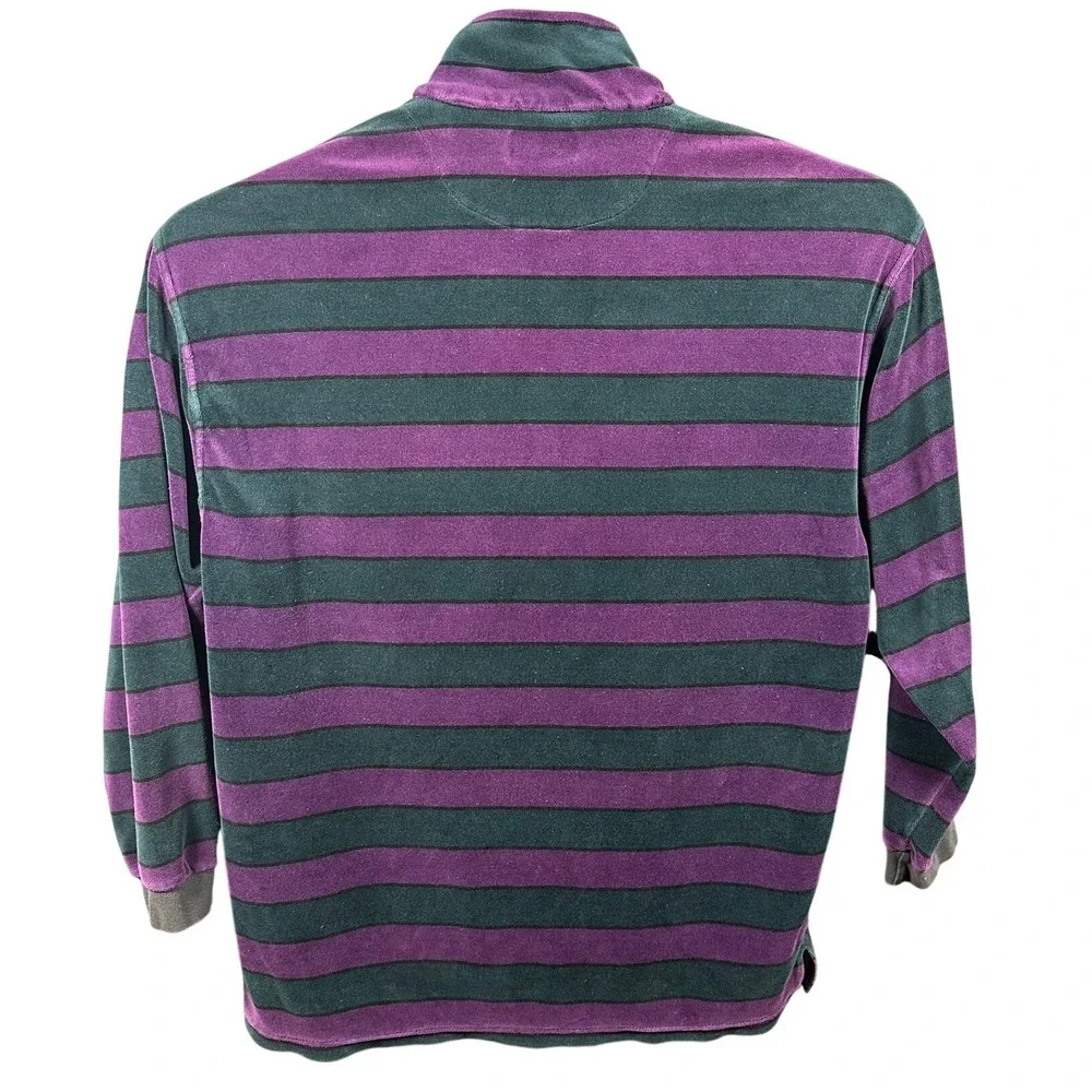 VTG INDUSTRIAL RAGS Men's XXL 1/4 Zip Pullover Shirt Purple Green Stripe Classic